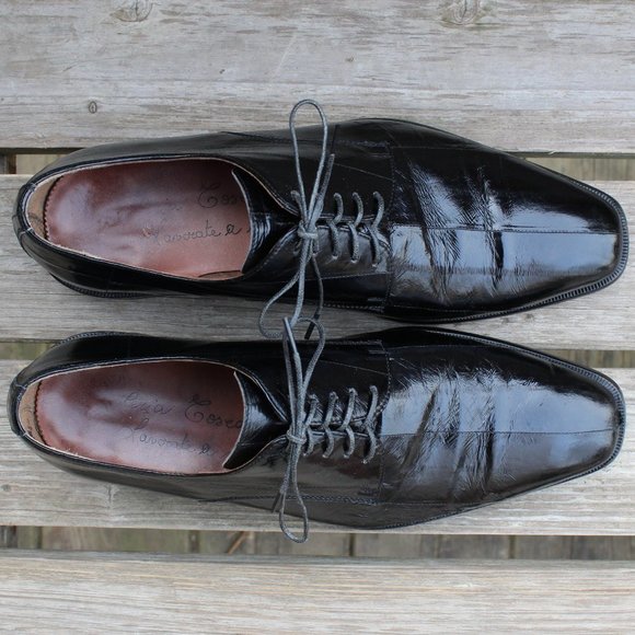 Black Genuine Eel Skin Derby, Handmade in Italy, Men's Size 8.5, GUC - Picture 9 of 15